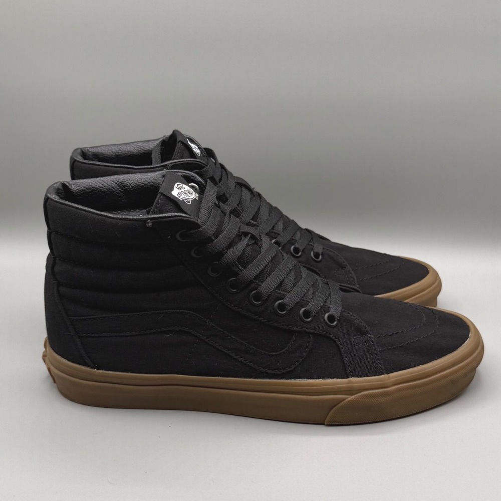 Vans Sk8-Hi Black Canvas Gum Sole High Top Sneakers Mens 10 721356 Skater - Picture 2 of 16